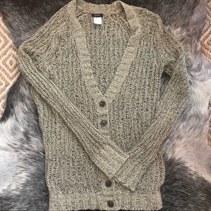 Woven Gold J Crew Cardigan